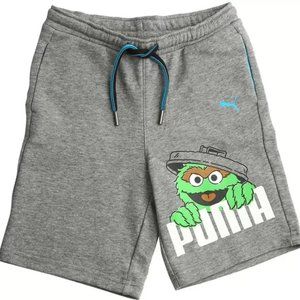 EUC Sesame Street x PUMA Oscar the Grouch Cotton Sweat Shorts Kids Sz X-SMALL!